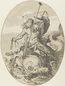 Oceanus, placa dois de Demogorgon e as Divindades de Hendrick Goltzius