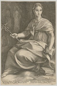 Polímnia, prancha 8 da série «Nove Musas» de Hendrick Goltzius