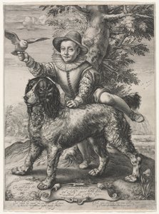 Retrato de Frederick de Vries e do seu cão de Hendrick Goltzius