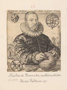 Retrato de Nicolaus Petri Daventriensis, na realidade Claes Pietersz van Deventer, cerca de 1540-1602 - matemático e astrónomo