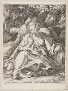 Descanse no voo para o Egito sob uma cerejeira de Hendrick Goltzius