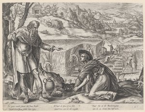Rute colhe no campo de Boaz. A História de Ruth (título da série) de Hendrick Goltzius