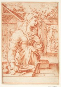 Sara na cozinha de Hendrick Goltzius