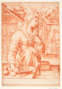 Sara na cozinha de Hendrick Goltzius
