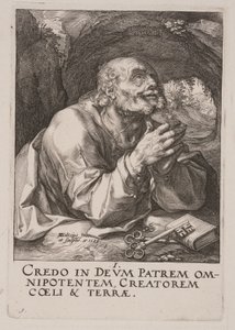 São Pedro, de Cristo, os Apóstolos e São Paulo com o Credo de Hendrick Goltzius
