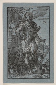 Jovem de pé com uma bengala de Hendrick Goltzius