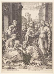 A Adoração dos Magos, de O Nascimento e a Infância de Cristo de Hendrick Goltzius