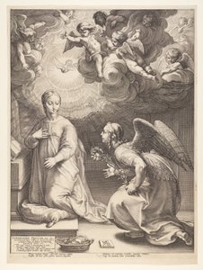 A Anunciação, de O nascimento e os primórdios da vida de Cristo de Hendrick Goltzius