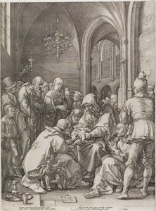 A circuncisão, placa quatro do nascimento e início da vida de Cristo de Hendrick Goltzius