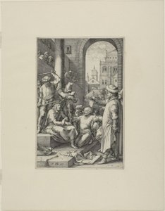 A Coroação de Espinhos, placa sete da Paixão de Cristo de Hendrick Goltzius