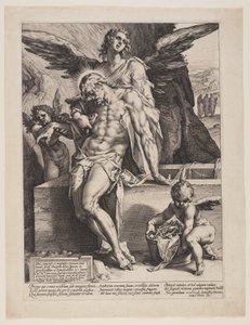 O Salvador Morto Amparado por um Anjo de Hendrick Goltzius