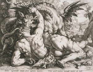 O dragão devorando os companheiros de Cadmo de Hendrick Goltzius