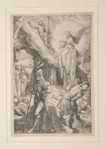 A Ressurreição, de A Paixão, nº 12 em uma série de 12 gravuras de Hendrick Goltzius