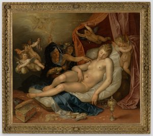 Danae adormecida preparada para Júpiter de Hendrick Goltzius