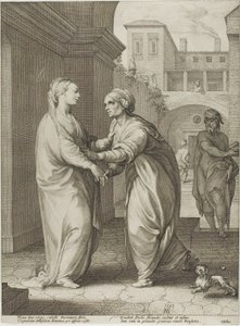A Visitação, prato dois de O nascimento e os primórdios da vida de Cristo de Hendrick Goltzius
