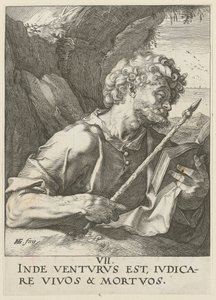 Tomé, prancha 8 da série «Cristo, os doze apóstolos e Paulo» de Hendrick Goltzius