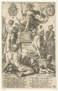 Impressão do título da série impressa Os heróis romanos Roma (título no objeto) Os Heróis Romanos (título da série) de Hendrick Goltzius