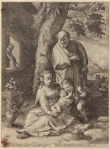 Anunciação, folha 1 da série «A Vida da Virgem Maria» de Hendrick Goltzius