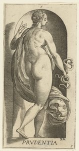 Cuidado Prudentia (título no objeto) As Sete Virtudes (título da série) de Hendrick Goltzius