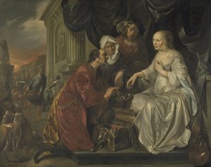 Rebecca recebendo presentes do servo de Abraão de Hendrick Heerschop