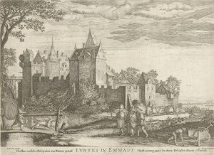 Emmaüsgangers Indo para Emaús (título no objeto) de Hendrick Hondius (I)