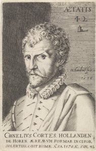 Retrato de Cornelis Cort Artistas ilustres (título da série) de Hendrick Hondius (I)