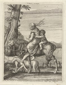 Mulher e criança a cavalo de Hendrick Hondius (I)