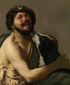 Um bravo rindo com seu cão Diógenes, 1628.
