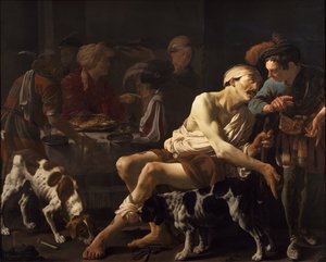 O homem rico e o pobre Lázaro, 1625