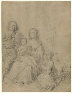 Grupo familiar composto por um casal de pais e duas filhas de Hendrick Martensz. Sorgh (attributed to)