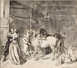 Um Cavalier despedindo-se de uma senhora, 1678 de Hendrick Verschuring