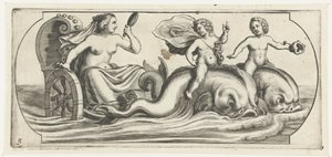 Anfitrite em uma carruagem Nouveau Livre des Dieux et Deeßes De la Marine Bouckje of Sea Gods and Goddesses (título da série) de Hendrick de Keyser (I)