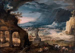 Paisagem com uma estátua de Saturnos/Alegoria do tempo que passa