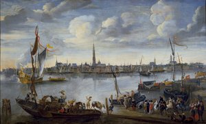 Vista das estradas de Antuérpia da Cisjordânia, pós 1672 de Hendrick van Minderhout