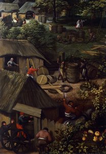 Paisagem de colheita de Outono, por Lucas van Valkenborch (cerca de 1530-1597), detalhe de Hendrick van den (1530 97) Broeck