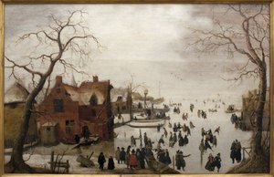 Cena de Inverno - Pintura de Hendrick Avercamp (1585-1634), óleo sobre madeira, cerca de 1620 (Cena de Inverno, de Hendrick Avercamp, óleo sobre painel, cerca de 1620) - Musee d