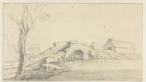 Paisagem com ponte de pedra dilapidada de Hendrik Chalon