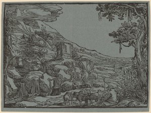 Paisagem Arcádia de Hendrik Goltzius