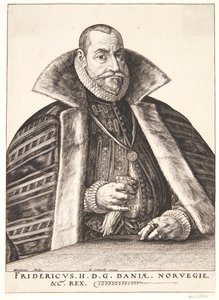 Dinamarquês: Frederik II, Rei da Dinamarca e da Noruega de Hendrik Goltzius
