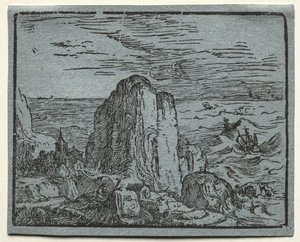 De um conjunto de 4 paisagens: No.4- Cliff on the Seashore. de Hendrik Goltzius