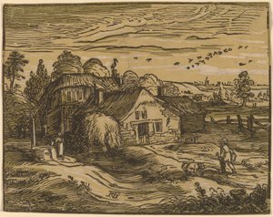 Paisagem com uma casa de fazenda de Hendrik Goltzius