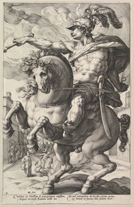 Marcus Curtius, da série Os Heróis Romanos, 1586. de Hendrik Goltzius
