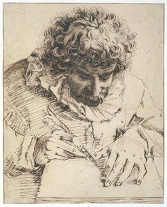Retrato de Gillis van Breen, 1568-1617 (caneta e pincel) de Hendrik Goltzius