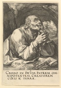 São Pedro, de Cristo, os Apóstolos e São Paulo com o Credo, 1589. de Hendrik Goltzius