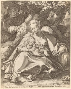 A Sagrada Família sob uma Cerejeira de Hendrik Goltzius