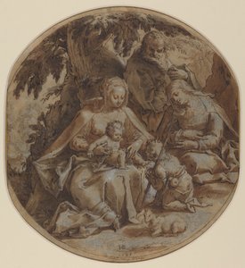 A Sagrada Família com Santa Isabel e São João Batista de Hendrik Goltzius