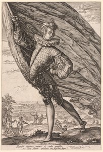 O portador padrão, girado para a esquerda, 1587. de Hendrik Goltzius