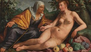 Vertumnus e Pomona, 1613 de Hendrik Goltzius