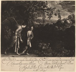 Tobias e o Anjo (O Grande Tobias) de Hendrik Goudt after Adam Elsheimer
