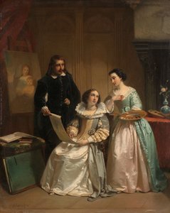 Gerard van Honthorst mostrando os Desenhos da sua Aluna Louise da Boémia a Amalia van Solms